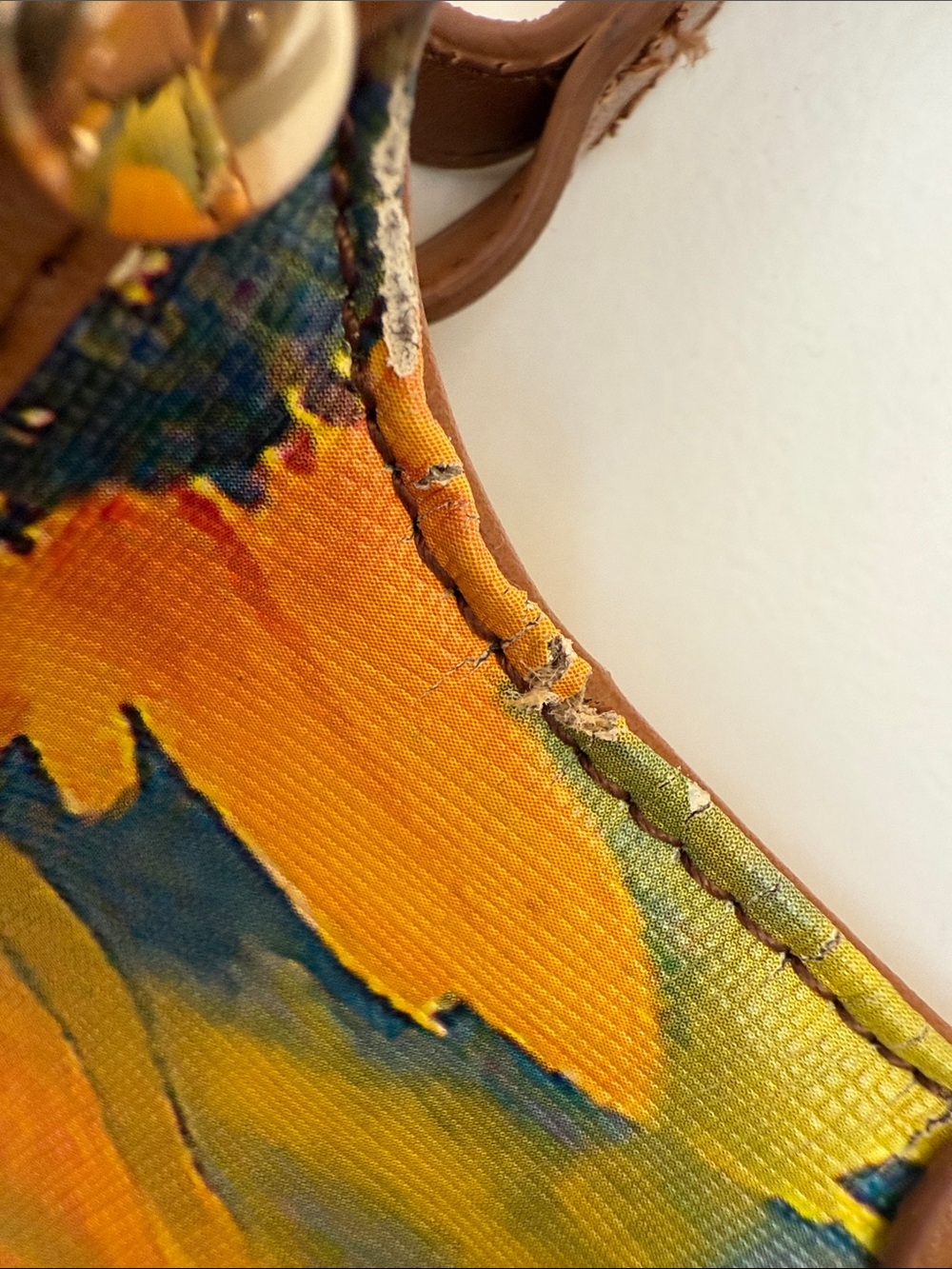 🌻 Sharif Sunflower Satchel Bag with Leather Trim - Picture 14 of 16